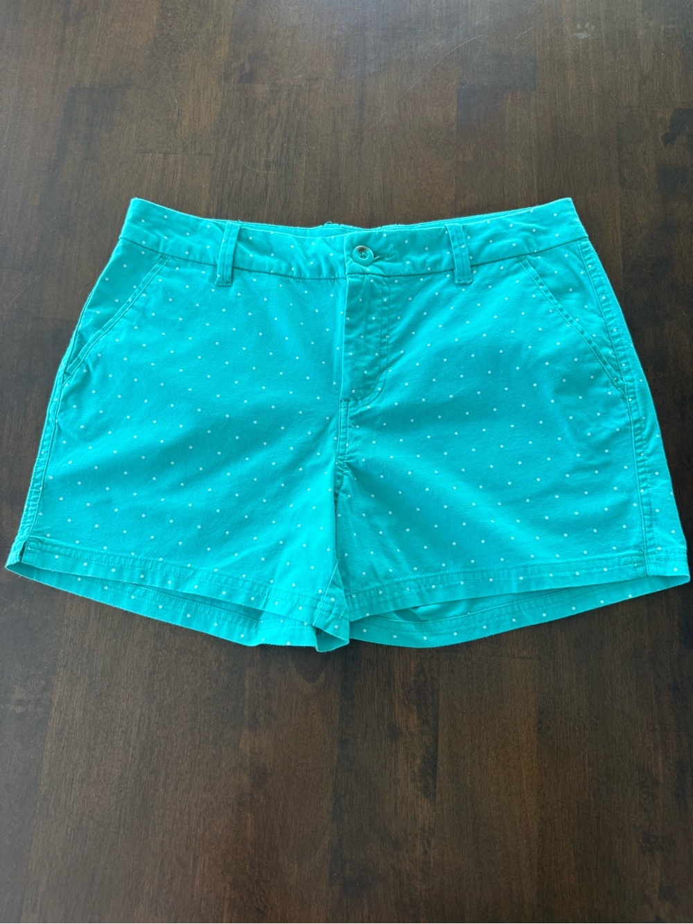 Columbia Teal Polka Dot Shorts Size 8 Cotton Stretch Summer